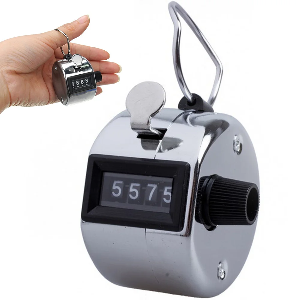 

Hand Digital Counter with Metal Lap Tally Counter Handheld Clicker 4 Digits Chrome Golf People Counting