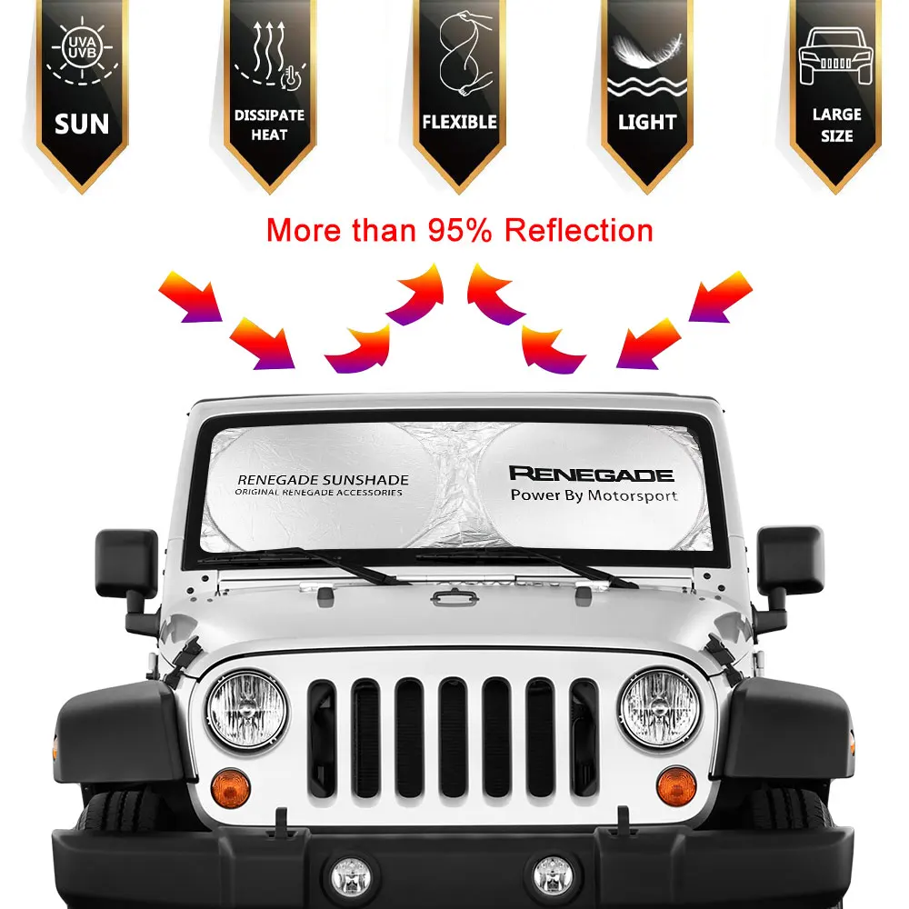 

Car Windshield Sun Shade Cover For JEEP Renegade PHEV BU/520 Sport GSE FIRE Auto Accessories Blocks UV Rays Sun Visor Protector