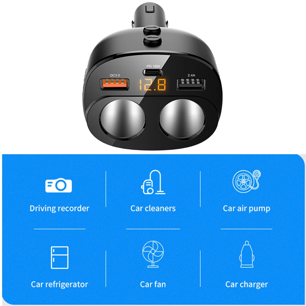 kdsafe car charger cigarette lighter rotatable pd18w qc3 0 2 4a usbfast charger splitter adapter socket for phone tablet dvr mp3 free global shipping