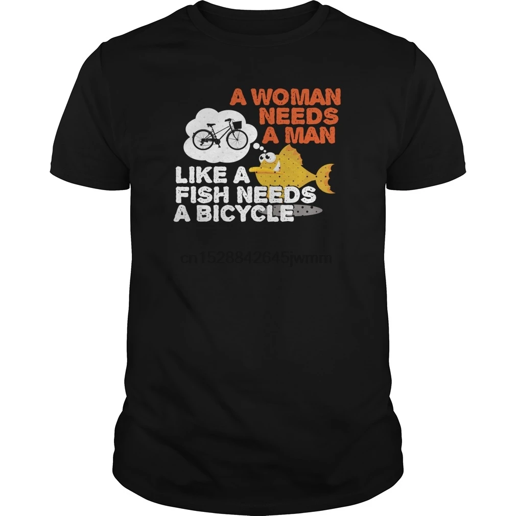 Мужская футболка для женщины нужен мужчина как рыба велосипед классная с принтом