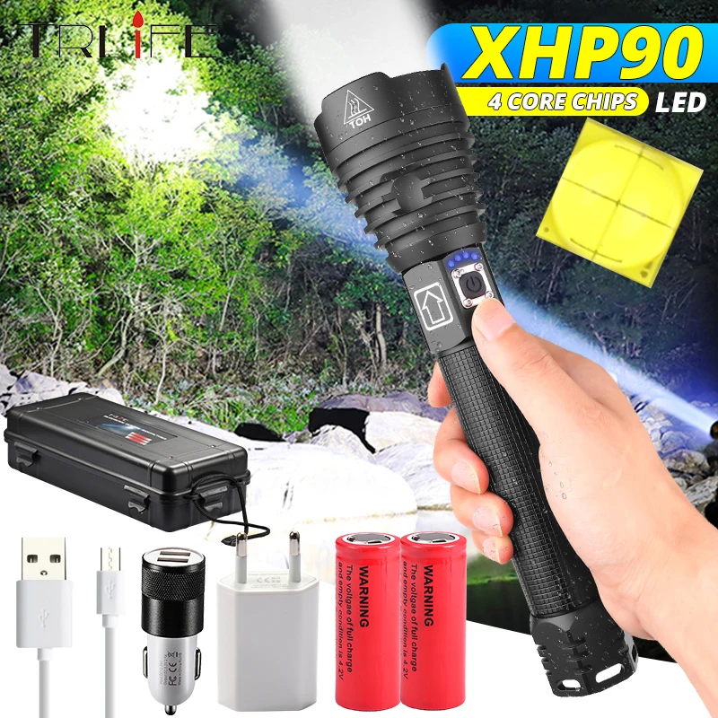 XHP90 самый мощный светодиодный светильник-вспышка XLamp XHP70.2 USB Перезаряжаемый Тактический светильник 18650 26650 фонарь с зумом для кемпинга