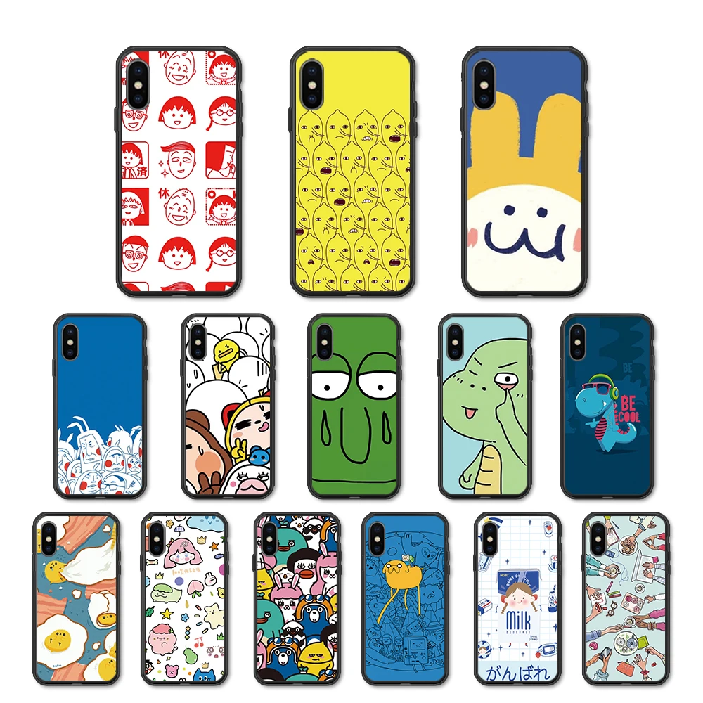Black cases for Vivo V7/Y75 V7Plus/Y79 V9/Y85/Y89 soft coque V11/V11Pro V15 Pro Z5X Y11 V17 U3 Y5S caracasa case cute Graffiti | Мобильные