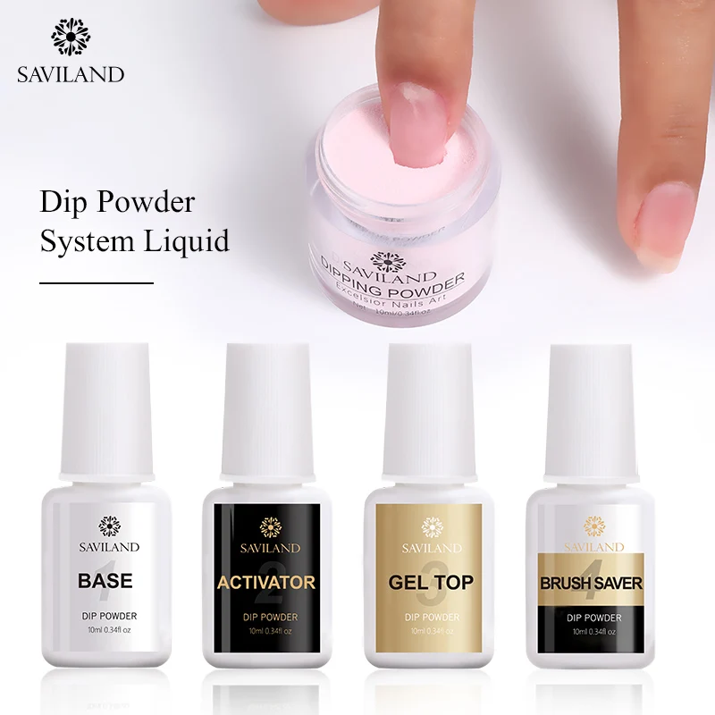 Saviland набор порошков для ногтей базовый активатор кисть увлажнения натуральная