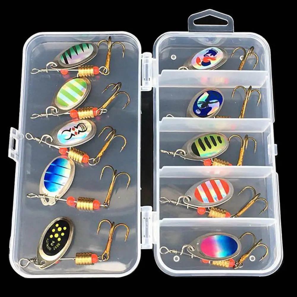 

10PCS Fishing Lures Metal Spoon Spinner Bait Feather Hooks Sequin Sea Fishing Lure Artificial Wobbler Metal Buzz Bait