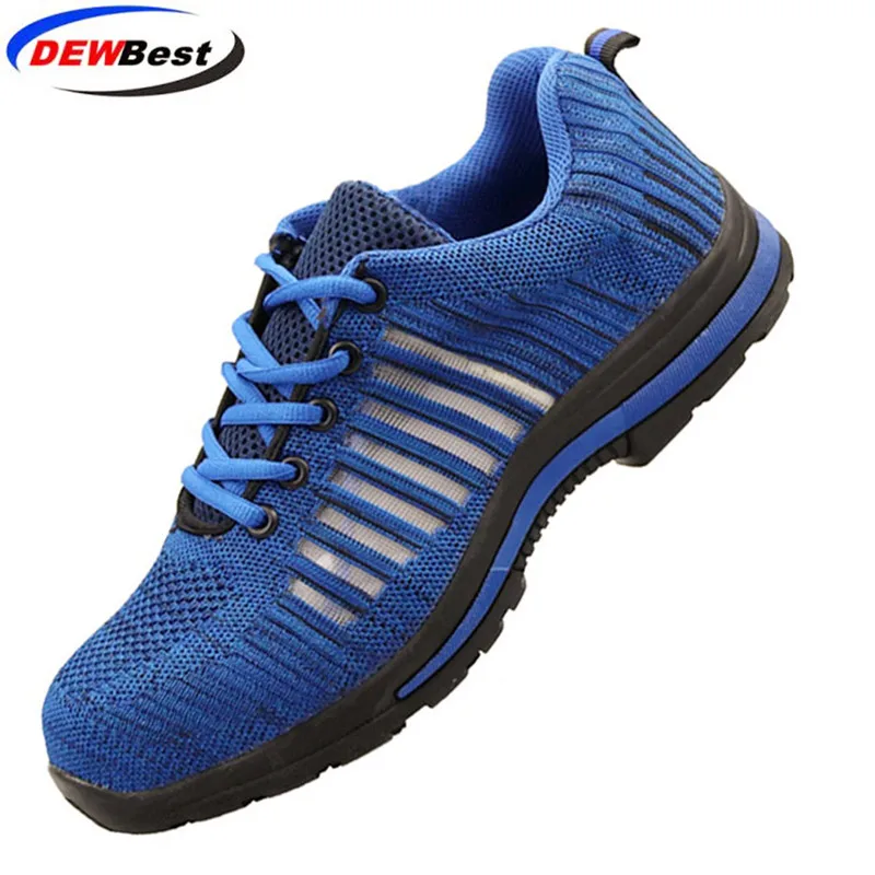 SAFETY SHOES DEWBest new breathable and comfortable flying woven safety labor insurance shoes hiking shoes sports shoes protective shoes - Цвет: SAFETY SHOES