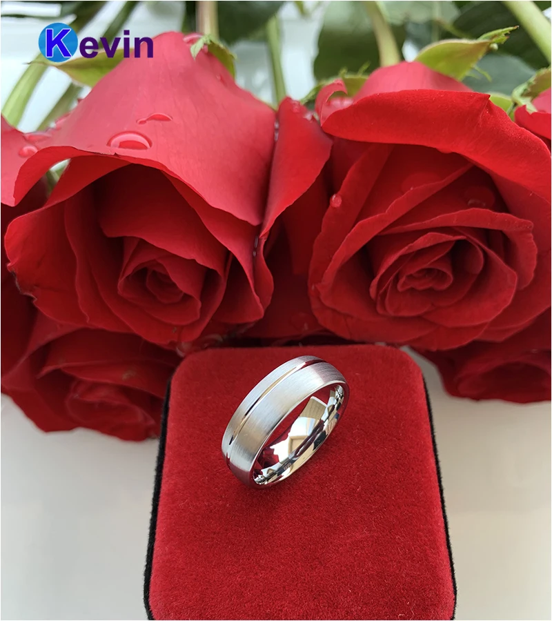 Классическое кольцо для мужчин женщин вольфрамовое обручальное купольная