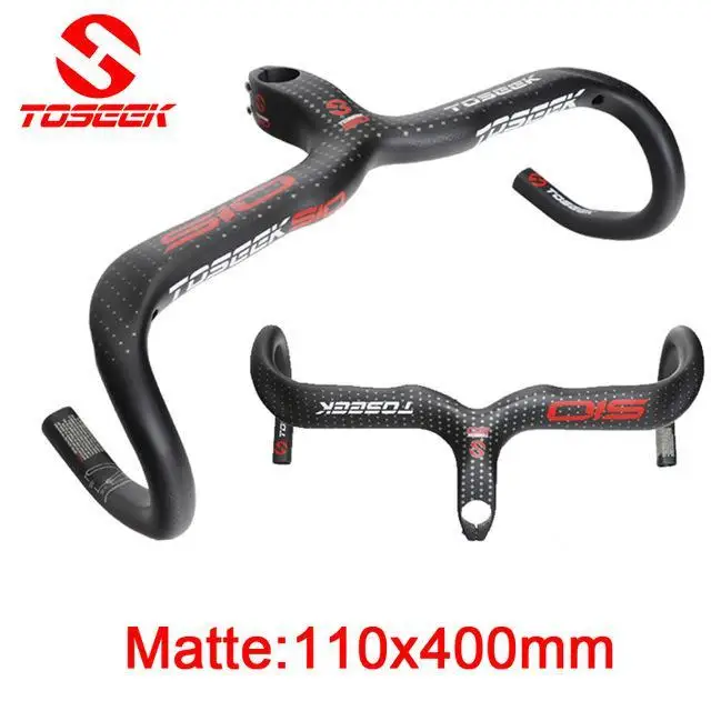 Toseek Vollcarbon Lenker Rennrad Bent Bar Manillar Integrado Del Manillar De La Bicicleta Brillante/mate Bike Teile - Цвет: Matte 110 x 400