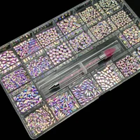 400pcsset mixed ab glass nail rhinestones 20 shapes glitter nail art diamond with 1 pick up pen