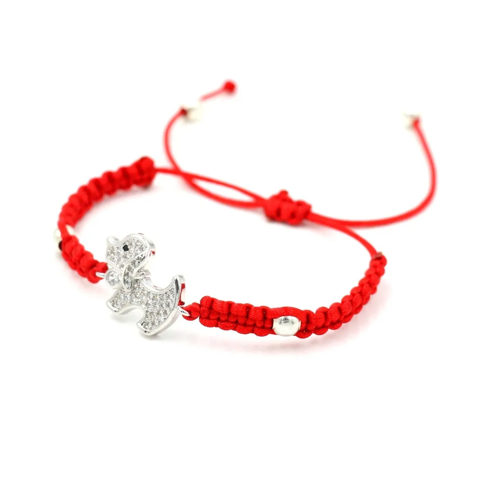 Белый циркония собака зрительно-моторную Шарм браслет желаний черный Красный