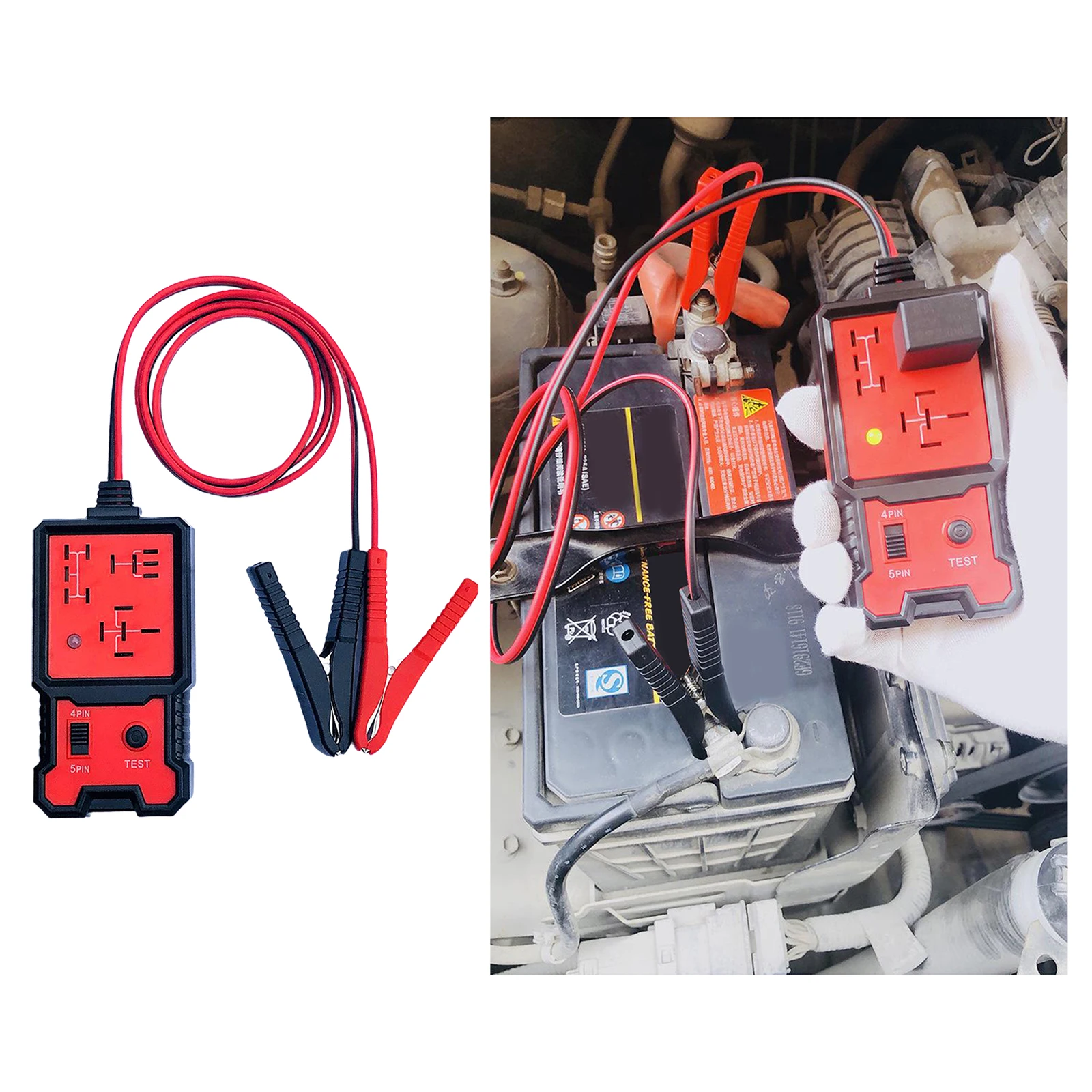 

12V Car Battery Checker Electronic Relay Tester with Clips Auto Relay Diagnostic Tool