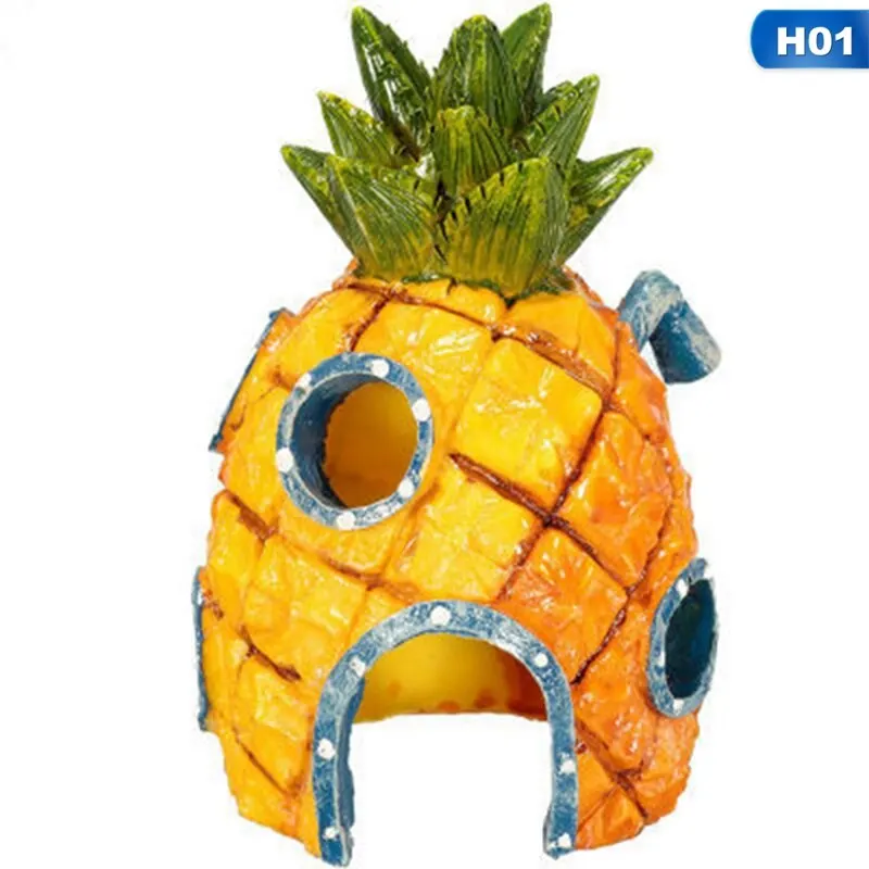

Home Fish Tank Aquarium Decoration Mini Aquarium For Squidward House Pineapple Cartoon House
