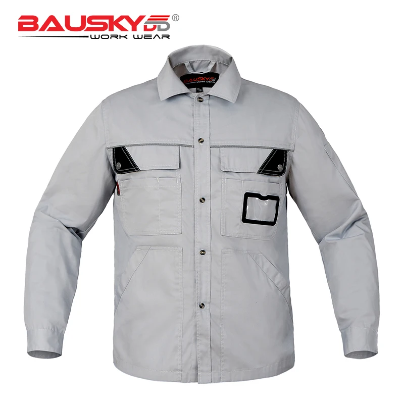 Bauskydd B229 Рабочая одежда мужская Осенняя Рабочая Рубашка Серый комбинезон защитная Рабочая одежда весна комфорт дышащий материал - Цвет: light grey