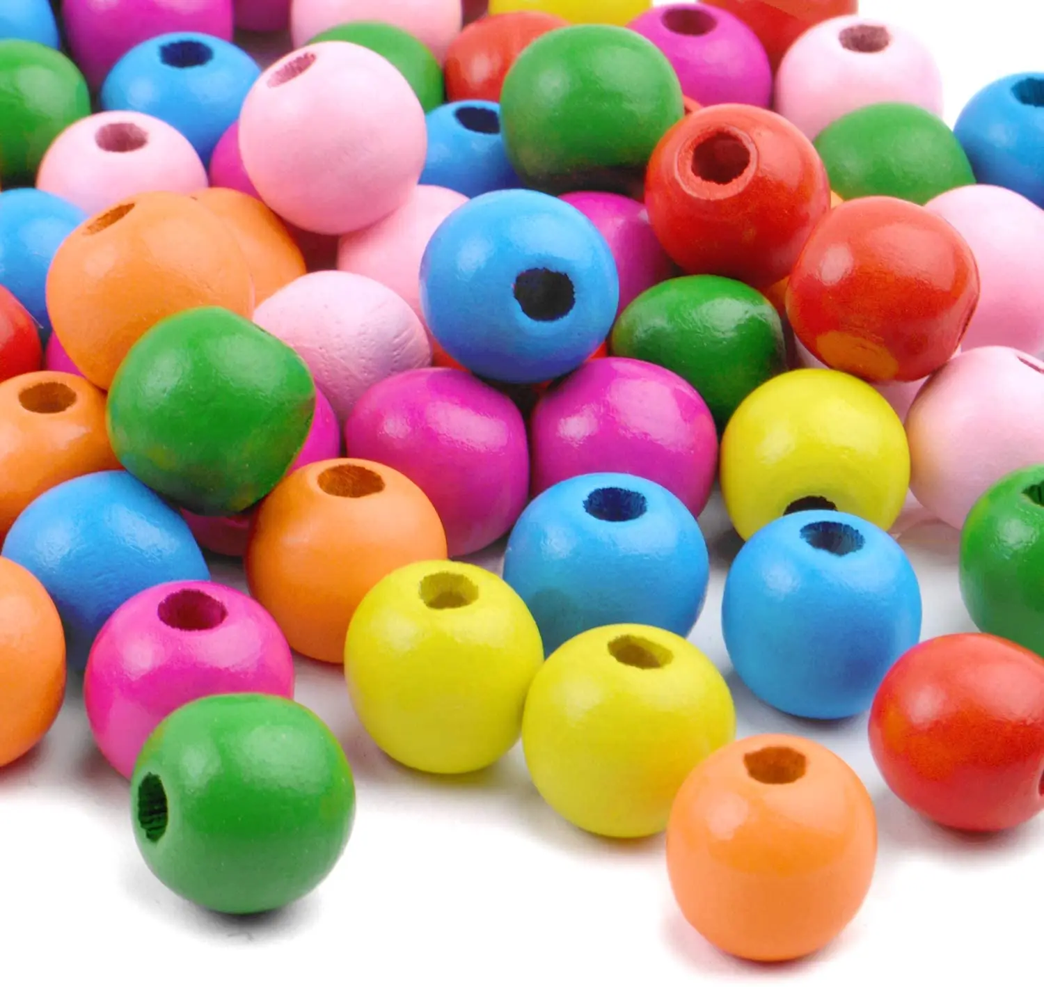 

30PCS Colorful Round Wood Bead 16MM Loose Round Ball Spacer Beading Natural Wood Beads For Jewelry Making DIY Bracele Finding
