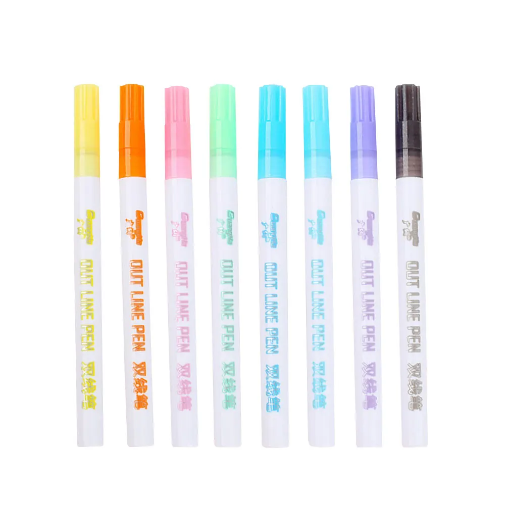 8 Colors Portable Delicate Double Line Fluorescent Marker Pen Highlighter Durable Comfortable Student Stationery | Канцтовары для