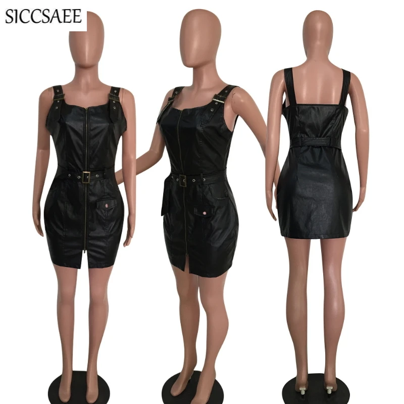 

PU Faux Leather Bodycon Bandage Dress Mini Backless Suspenders For Women Eyelet Hippie Motor Biker Sexy Fitness Bib Overalls