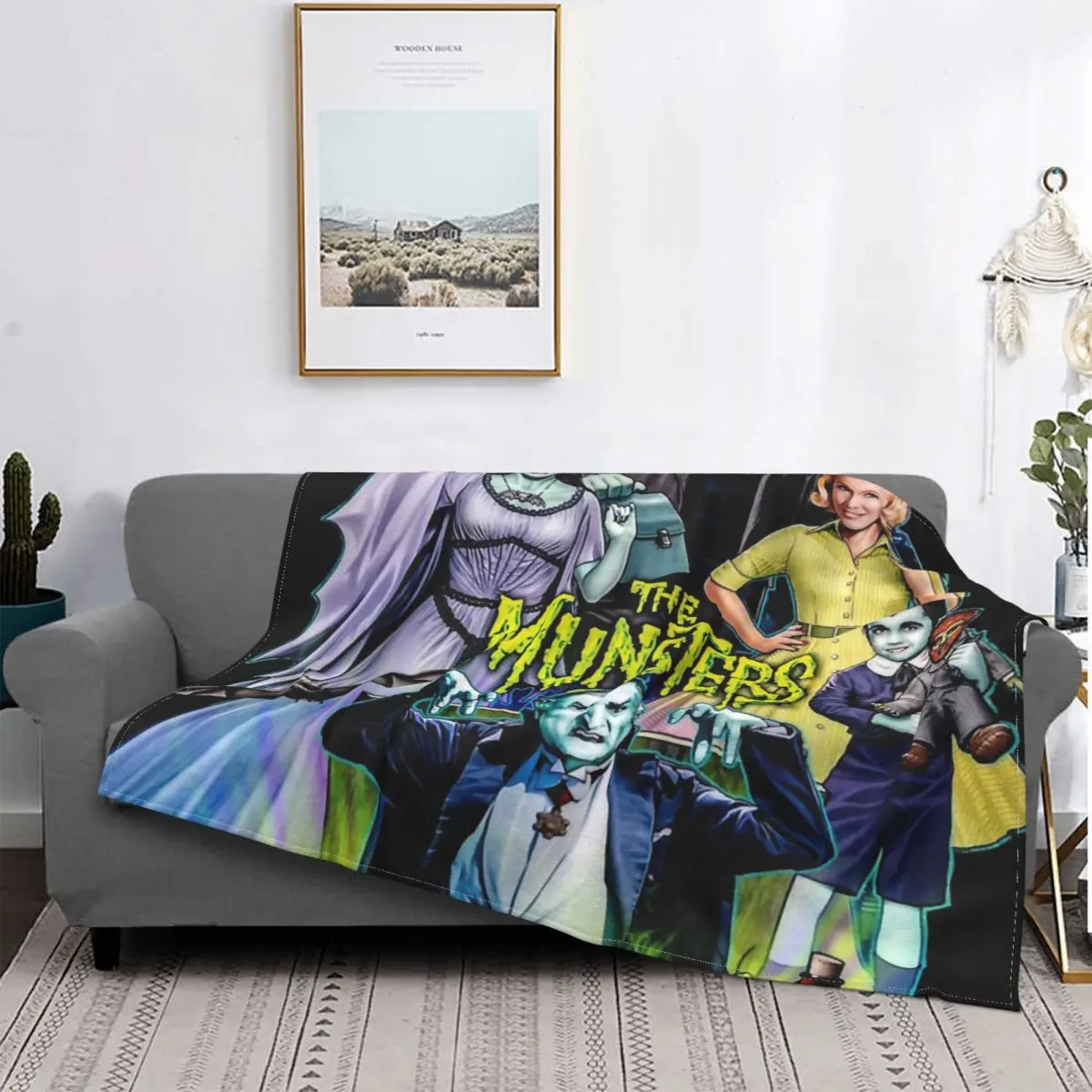 

Manta clásica de retrato familiar THE MUNSTERS, cubrecama a cuadros, funda de cama, mantas a cuadros, textiles para el hogar de