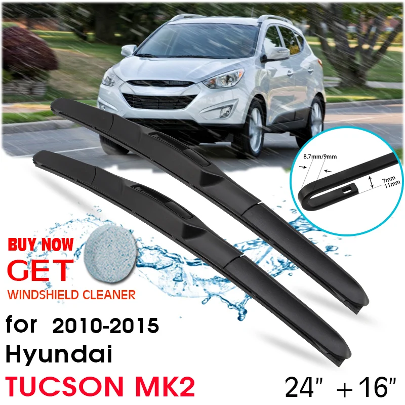 

Car Blade Front Window Windshield Rubber Silicon Refill Wiper For Hyundai TUCSON MK2 2010-2015 LHD / RHD 24"+16" Car Accessories
