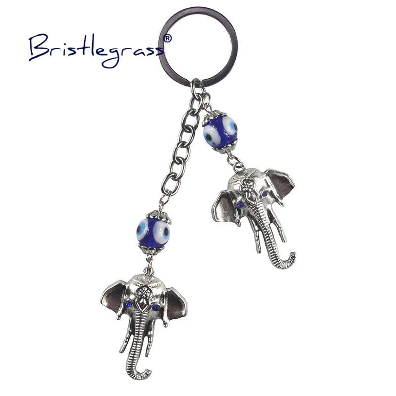 

BRISTLEGRASS Turkish Blue Evil Eye Elephant Key Chains Ring Holder Keychain Amulets Lucky Charm Hanging Pendant Blessing Protect