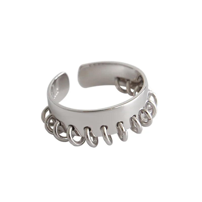 

Korean S925 sterling silver ring extremely simple muliti circle Tassel women opening sliver ring