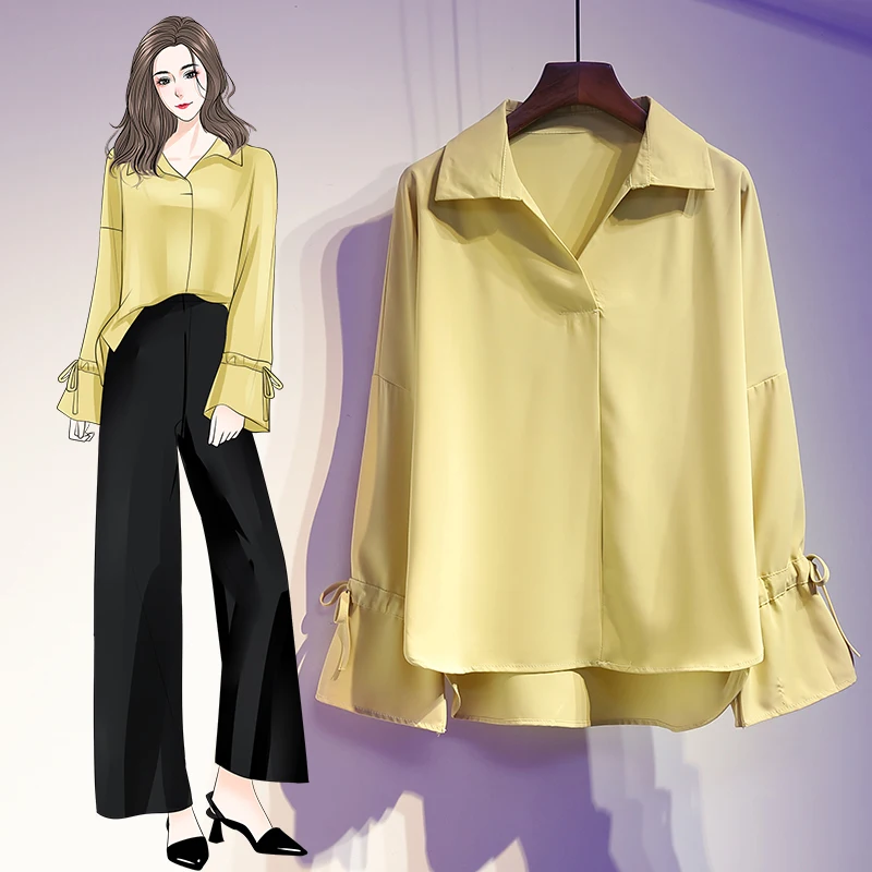 Женская однотонная блузка размера плюс с v образным вырезом 5XL элегантные топы