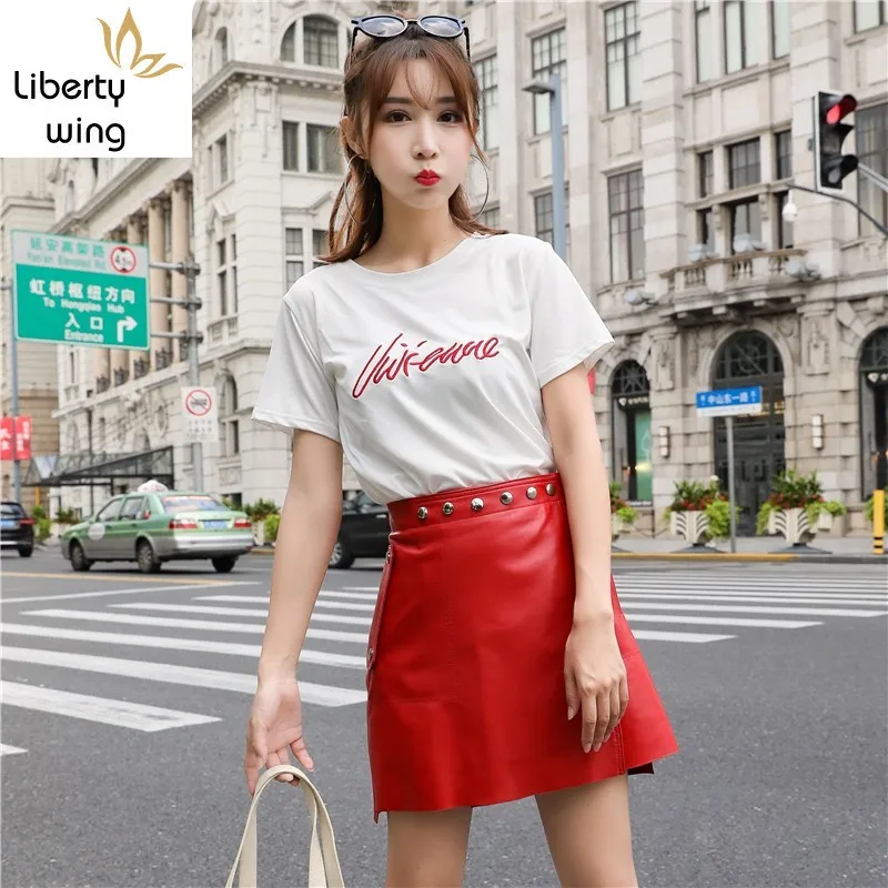 Модные женские сексуальные мини юбки из натуральной овечьей кожи с карманами в