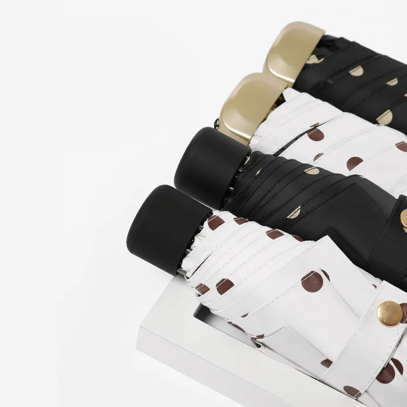 Sun Umbrella Female Sunscreen Polka Dot Hipster Pocket Rain and Dual-Use Vinyl Folding | Дом и сад