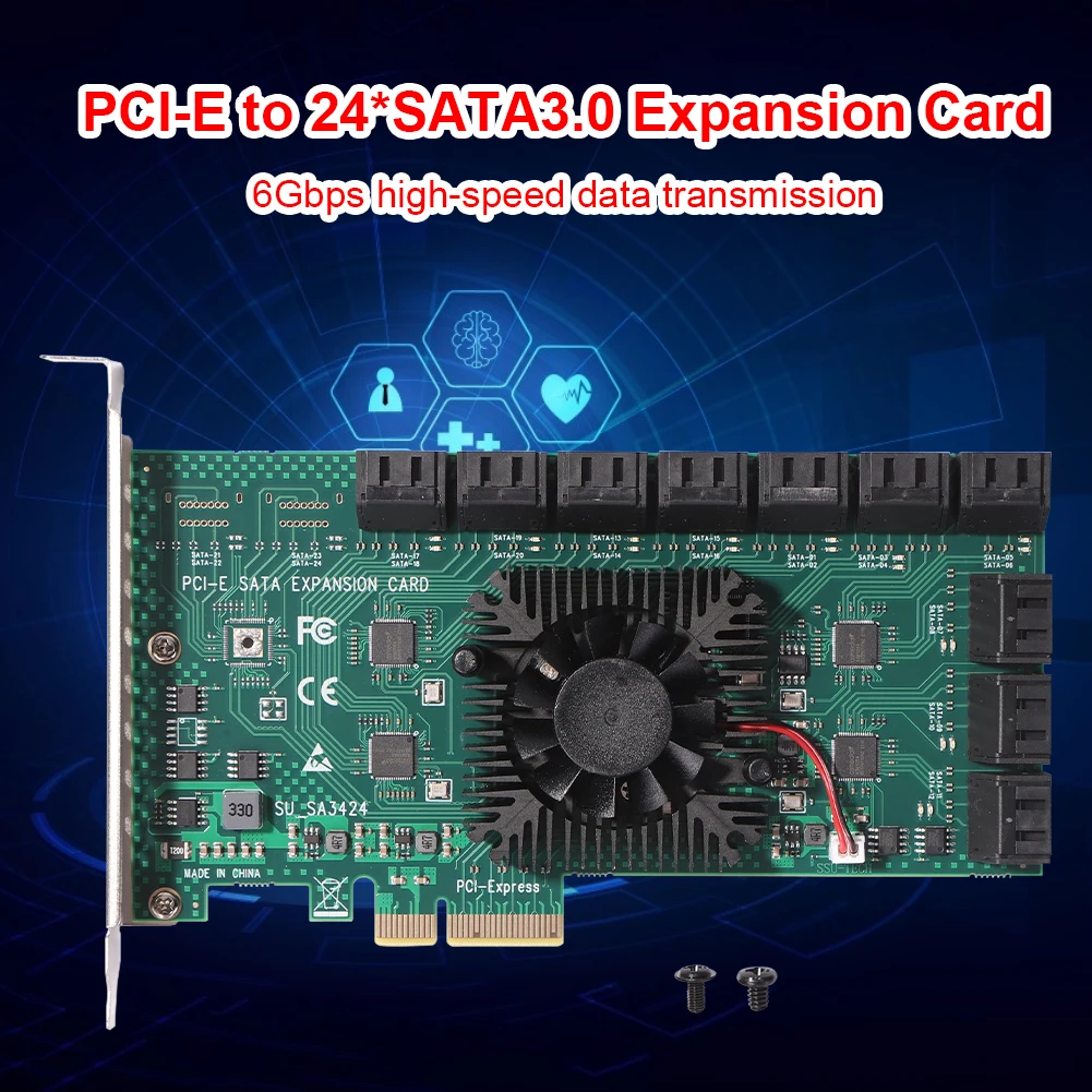 

SA3424-A2 20 Port PCIE Adapter PCI-Express X4 to SATA 3.0 6Gbps ASM1064 Mining Riser Expansion Card Controller for Desktop PC