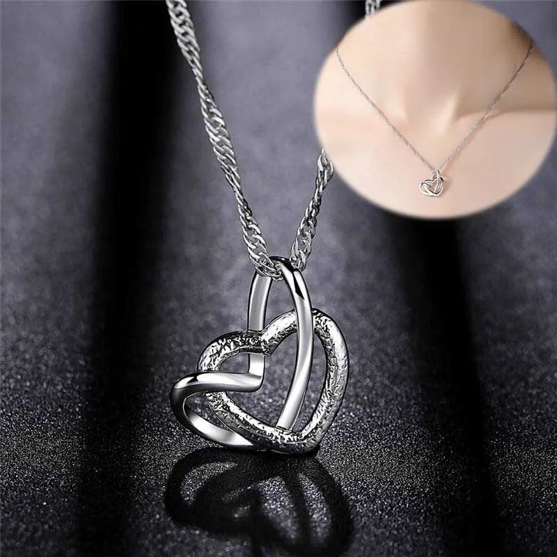 

Подвеска в форме сердца матовое ожерелье Элегантный покрытый серебром ожерелье-чокер с кулоном для женщин