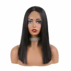 Боковая часть, мягкий короткий парик, парик с кружевом спереди для чернокожих женщин, с детскими волосами, искусственные волосы черного цвета, естественные волосы