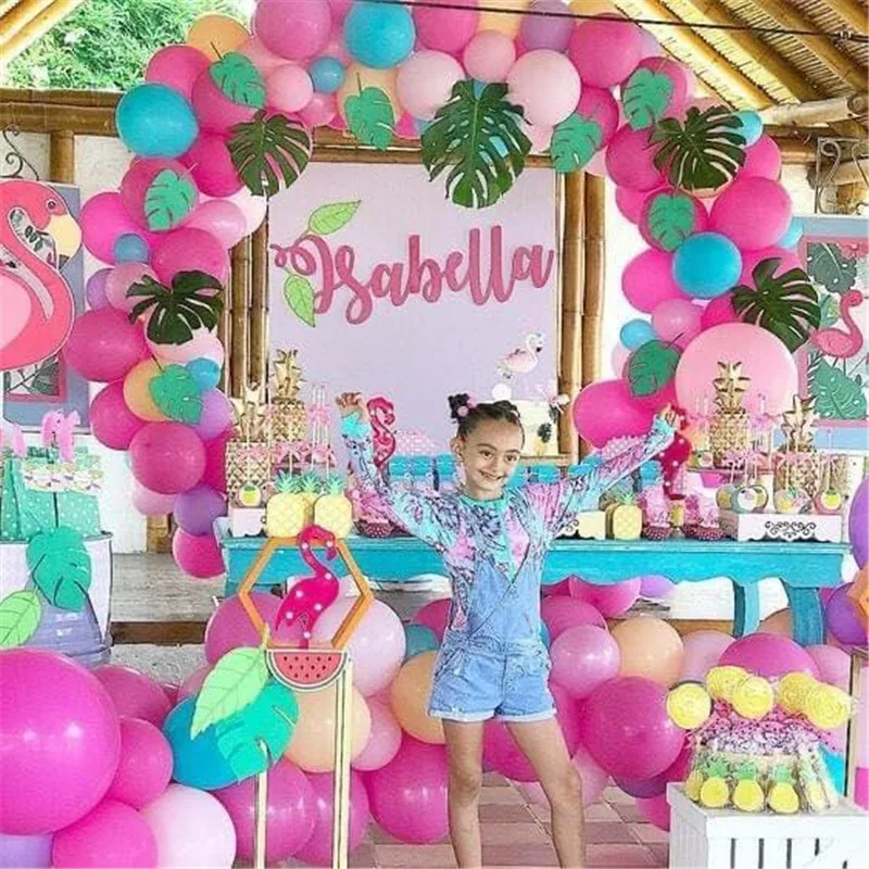 

135Pcs Hawaiian Party Balloons Palm Leaf Balloon Arch Kit Beach Summer Tropical Birthday Decor Supplies Hawaiian Air Globos