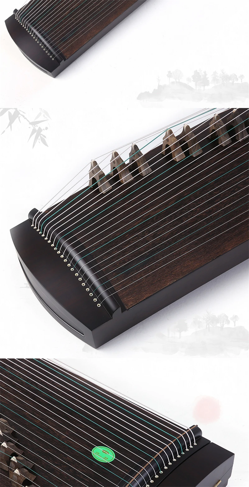 Высокое качество Китай guzheng черное дерево пустой приукрашивать Профессиональный гучжэн портативный Zither 21 струны с полными аксессуарами