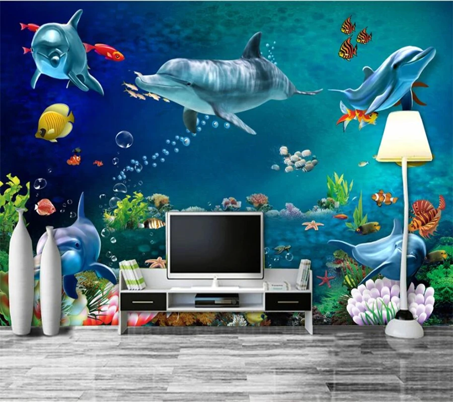 Wellyu пользовательский Большой Настенный художник установлен 3D подводный мир