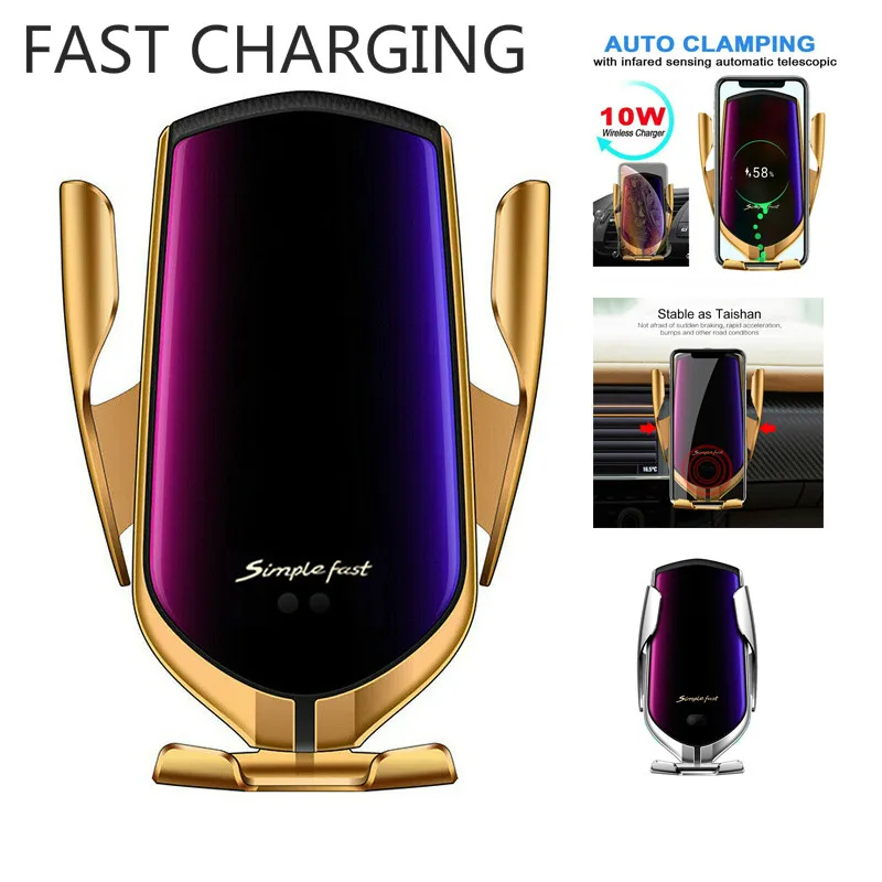 

Fast Charging 10W Wireless Car Charger Automatic Clamping Car Holder Phone Car Wireless Charger for IPhone Huawei Samsung