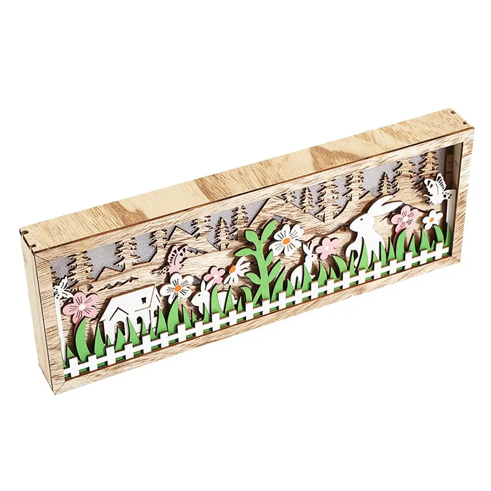 

Декор Пасхальный кролик, украшения для стола, искусственные декоративные украшения с подсветкой, окрашенные кролики, цветы, фоторамки