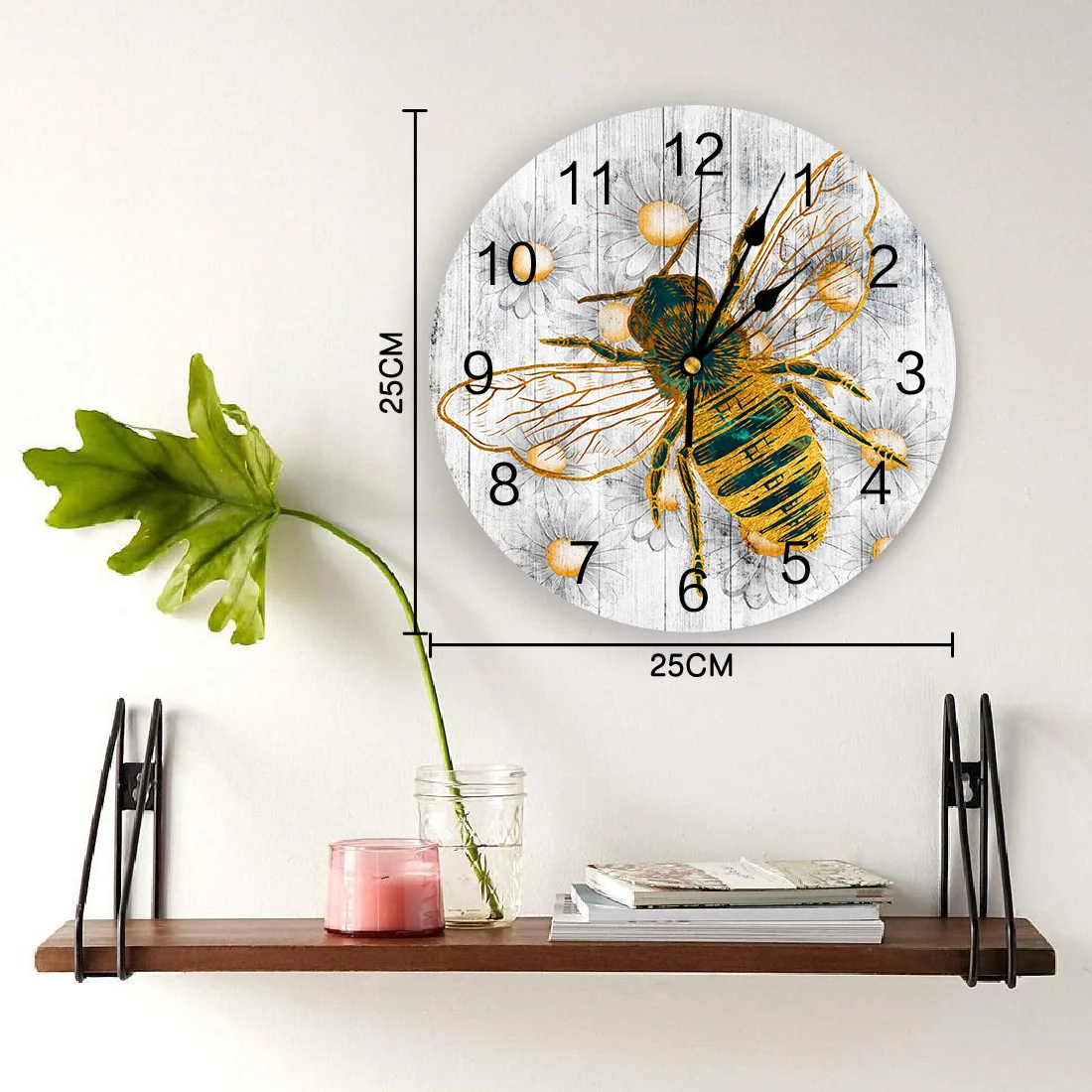Настенные часы с изображением пчелы маргаритки древесины современный дизайн