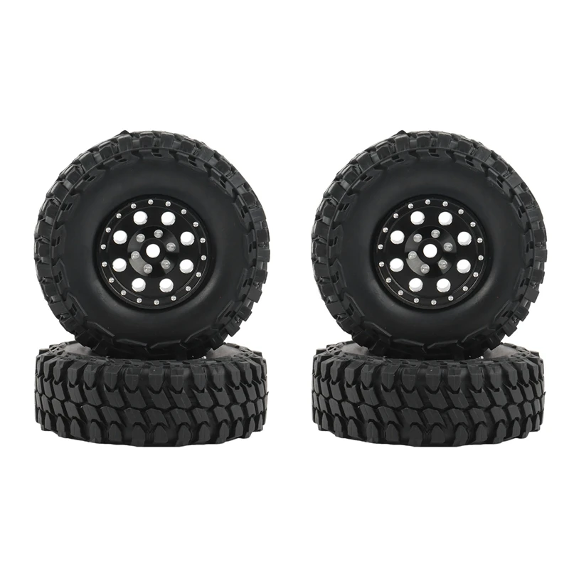 Juego de llantas con abalorios de Metal para coche, conjunto de llantas con adaptador hexagonal para coche trepador 1,0 RC Axial SCX24 1/24, piezas de actualizaci&oacute;n, 4 Uds., 90081-1
