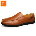 Мужские повседневные туфли Xiaomi из натуральной кожи, роскошные Брендовые мужские мокасины, дышащие легкие мягкие туфли для вождения, большие размеры 38-47