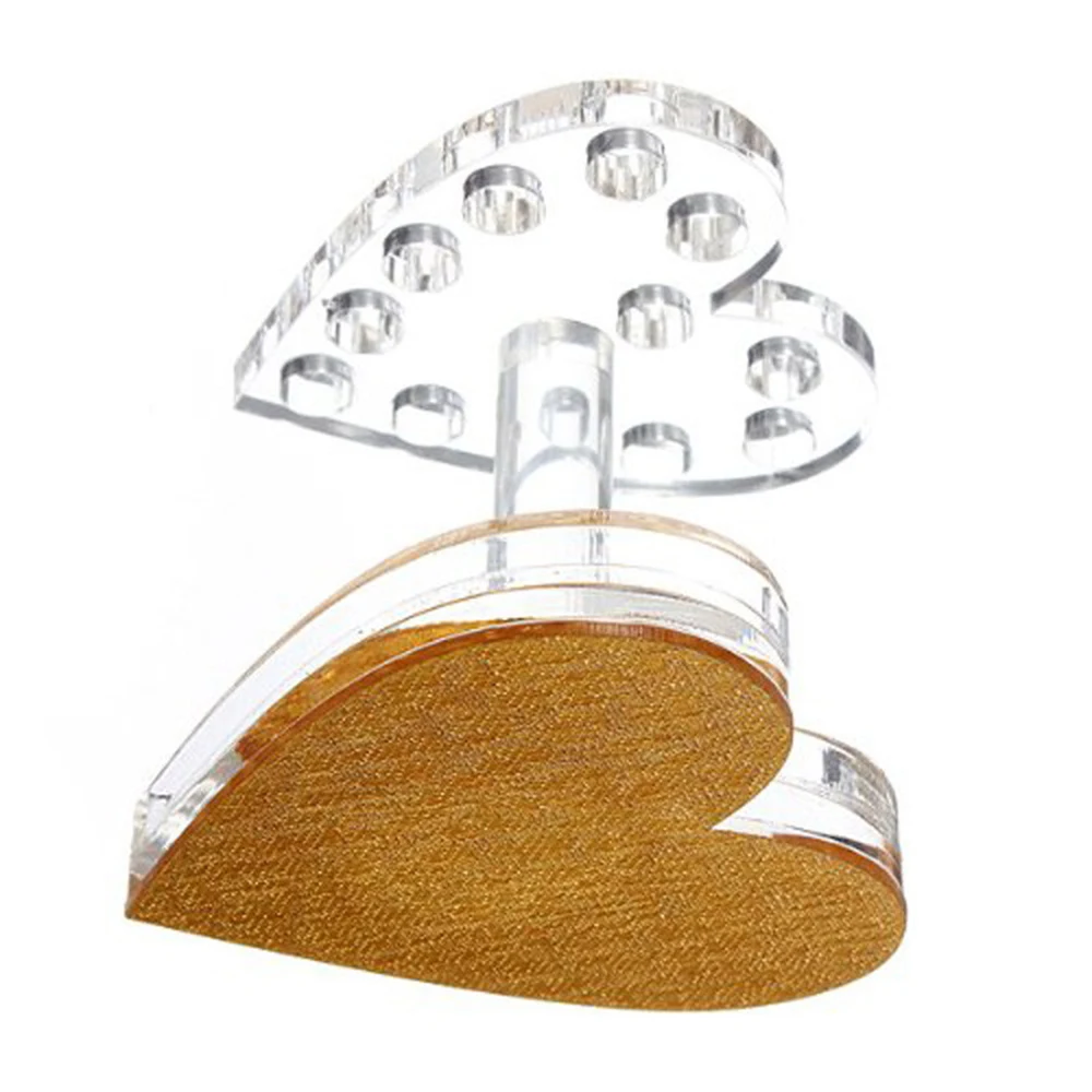 Professional 12 Holes Nail Art Brush Holder Heart Stand Makeup Acrylic Gel Pen Gold Rest Display Brushes | Красота и здоровье