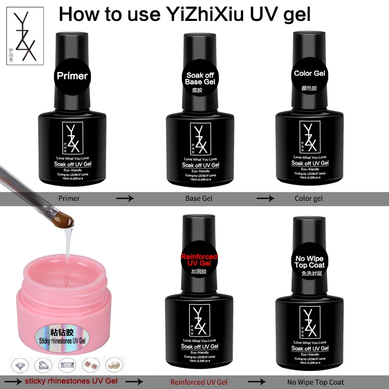 YZX Новинка 1 бутылка липкие Стразы УФ гель прозрачный лак для наращивания ногтей