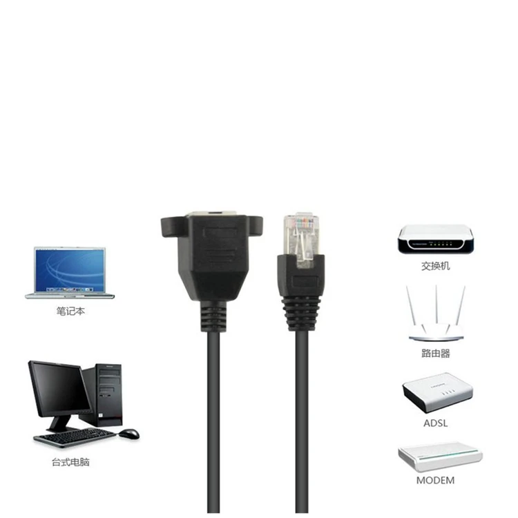 Фото Hohe 20:00 30-150 см 8-контактный RJ45 Kabel Männlich zu Weiblich Schraube Panel Mon Voi Ethernet LAN Netzwerk 8-контактный множествоängerung K №5