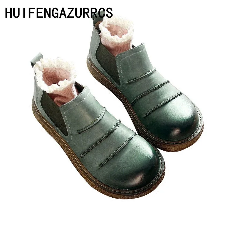 Careaymade-New original retro women's shoes,thick sole single shoes,large head handmade shoes,artistic doll shoes,6 colors