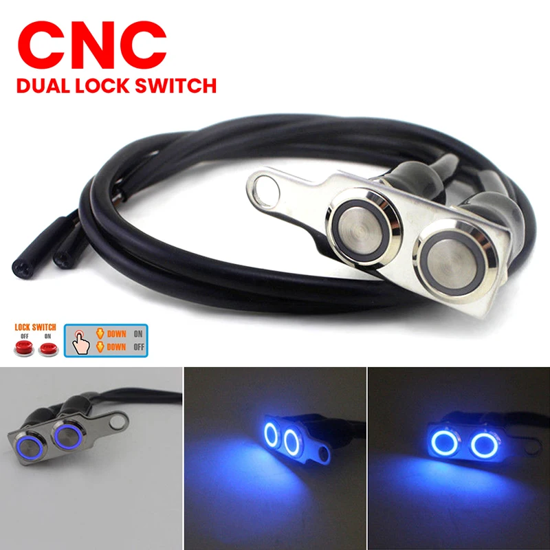 

SALE Top Quality 12V Waterproof LED Halo Motorcycle Handlebar Switch Double On-Off Push Button Wholesale Quick delivery CSV