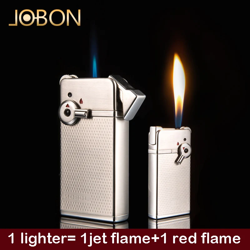 Jobon два пламени (ветрозащитная синяя струя + красный открытый огонь) зажигалка