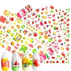 3D Лето клей ползунки фрукты листья для ногтей наклейки для ногтей Арбуз Лимон, клубника 3D Wall Art Наклейки Дизайн ногтей маникюр аксессуар