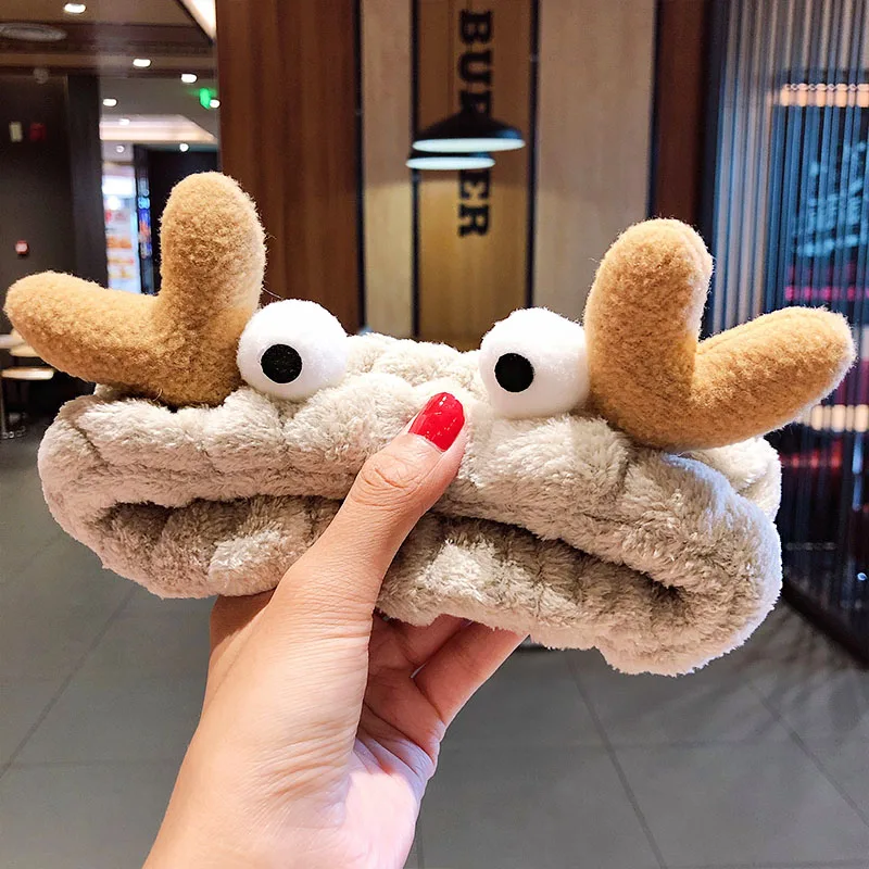 

Wash Face Hair 2022 Soft Warm Coral Fleece Bow Animal Ears Headband For Women Girls Turban Fashion Hair Accessories