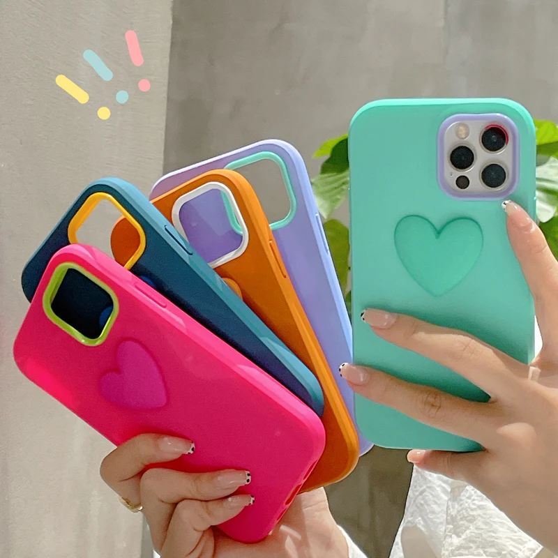 

3 в 1 контрастный чехол для телефона с 3D-принтом Love Liquid для iphone 14 13 12 Pro Max 11 ProMax X XS XR 6S 7 8 Plus SE 2020