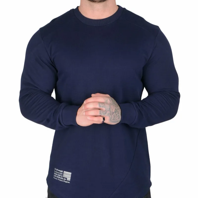 Мужская хлопковая толстовка с длинным рукавом для фитнеса бодибилдинга