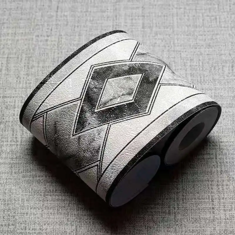 white black diamond DIY Emboss стикер на стену s виниловый водонепроницаемый домашний декор самоклеющиеся обои для ног линия талии стикер украшения кухни - Цвет: white black diamond