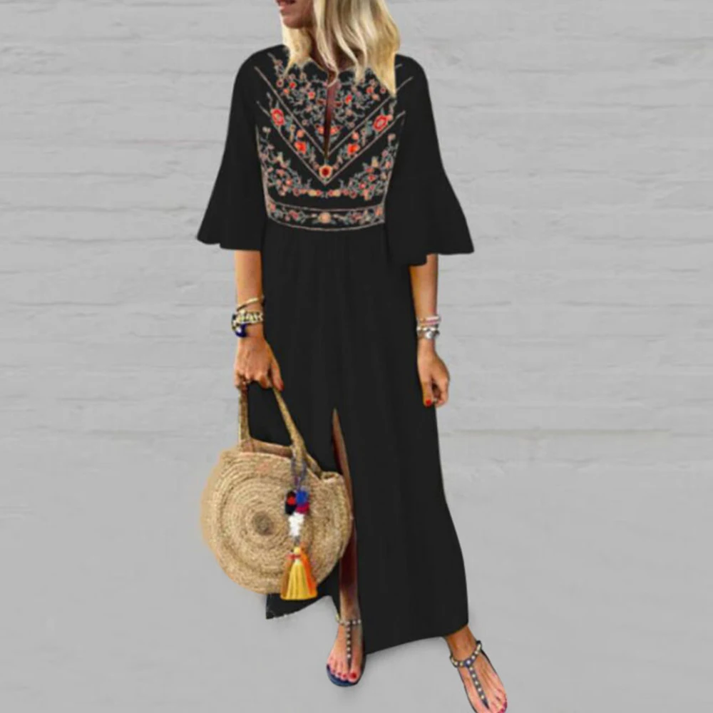 

Вечерние платья с коротким рукавом и высоким разрезом для ужина 2022, черное платье в пол, платье для особых случаев