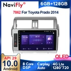 6 ГБ + 128 Гб QLED экран 1280*720 Android 10 для Toyota Land Cruiser Prado 150 2014 2017 навигация GPS Автомобильный мультимедийный радиоплеер